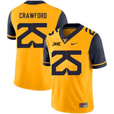 Justin Crawford West Virginia Mountaineers Football Jersey - Yellow
