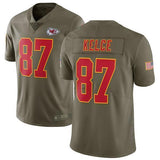 Travis Kelce Kansas City Chiefs Salute To Service Limited Jersey - Olive