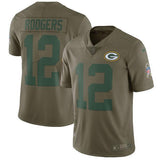 Aaron Rodgers Green Bay Packers Salute To Service Limited Jersey - Olive