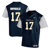 James Onwualu Notre Dame Fighting Irish Football Jersey Navy Stripe