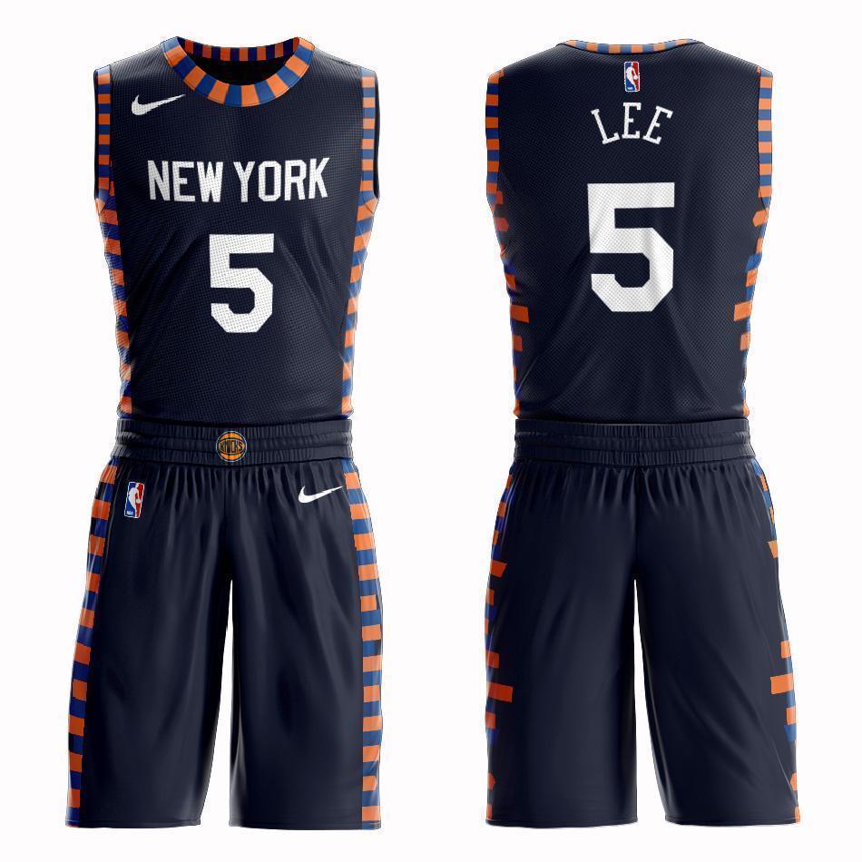 New York Knicks #5 Courtney Lee City 2019 Jersey and Pant Set