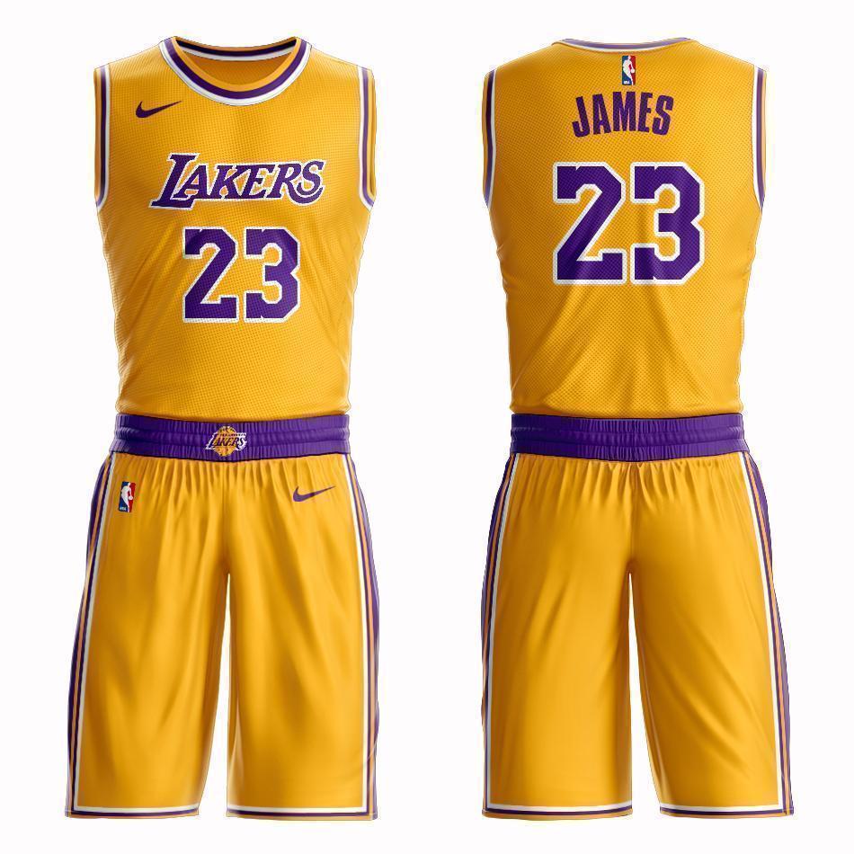 Los Angeles Lakers #23 Lebron James Icon Jersey and Pant Set