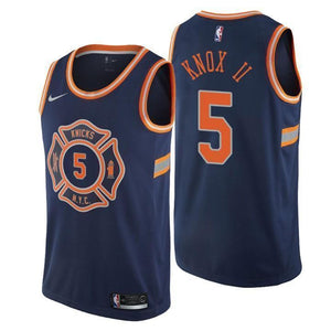 New York Knicks #5 Kevin Knox II City Edition Navy Swingman Jersey