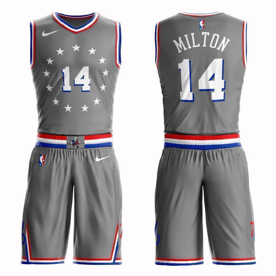 Philadelphia 76ers #14 Shake Milton City 2019 Jersey and Pant Set