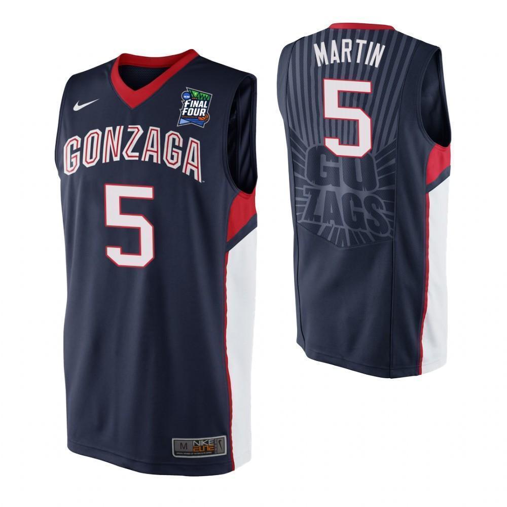 Alex Martin Gonzaga Bulldogs 2019 Final Four Basketball Jersey - Blue