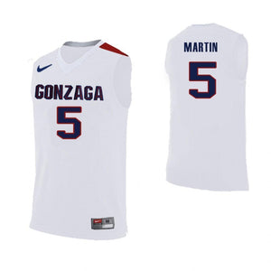 Alex Martin Gonzaga Bulldogs Basketball Jersey-White