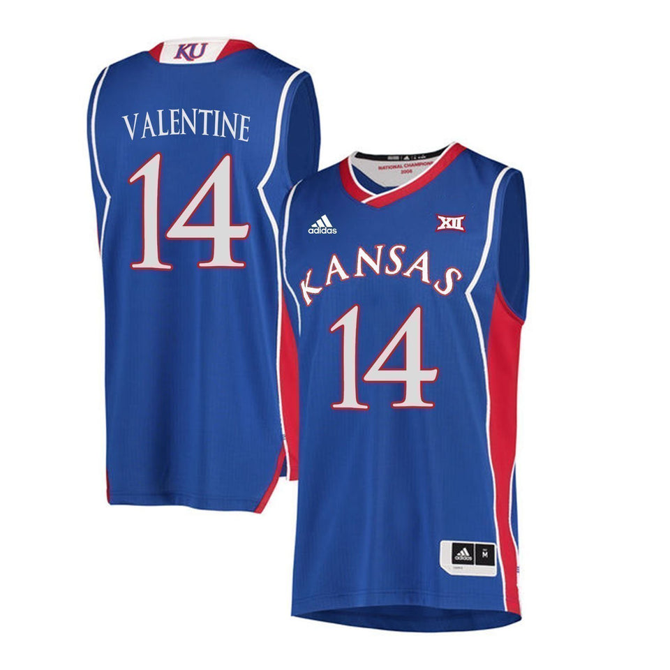 Darnell Valentine Kansas Jayhawks Basketball Jersey-Blue