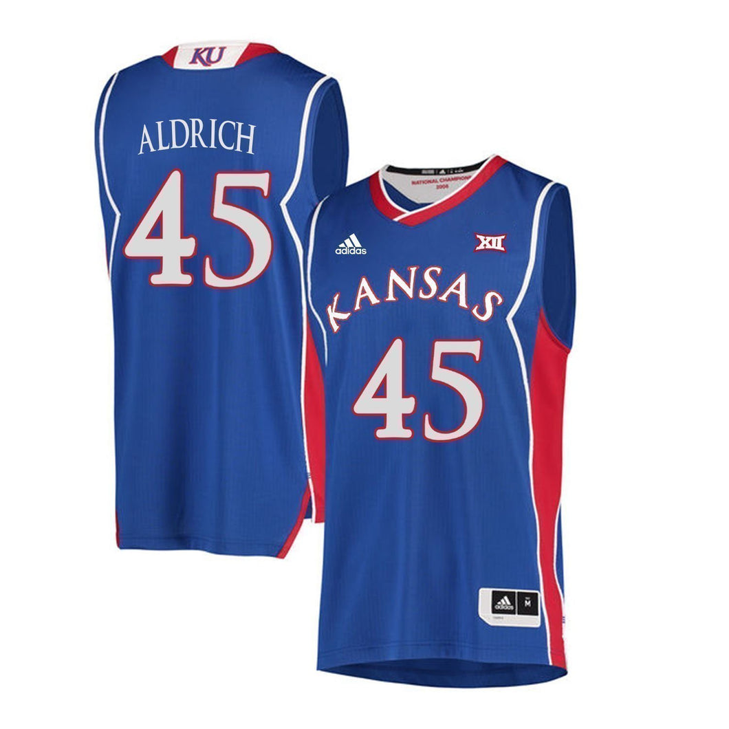 Cole Aldrich Kansas Jayhawks Basketball Jersey-Blue