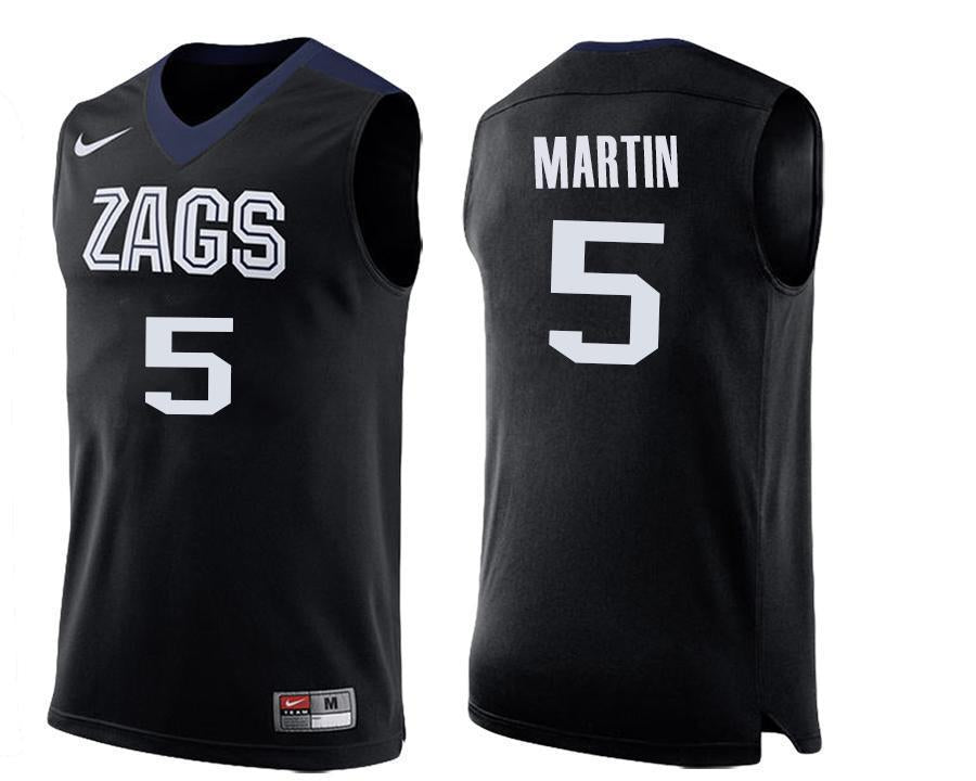 Alex Martin Gonzaga Bulldogs Basketball Jersey - Black