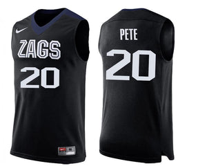 Brian Pete Gonzaga Bulldogs Basketball Jersey - Black