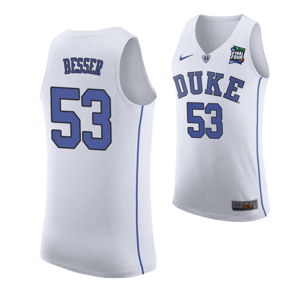 Brennan Besser Duke Blue Devils 2019 Final Four Basketball Jersey - White