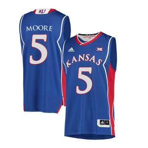 Charlie Moore Kansas Jayhawks Basketball Jersey-Blue