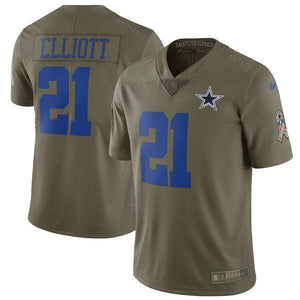 Ezekiel Elliott Dallas Cowboys Salute To Service Limited Jersey - Olive