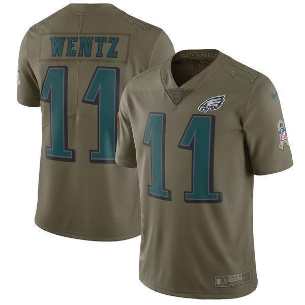 Carson Wentz Philadelphia Eagles Salute To Service Limited Jersey - Olive