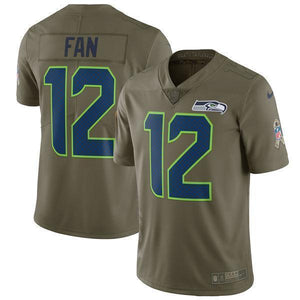 12 Fan Seattle Seahawks Salute To Service Limited Jersey - Olive