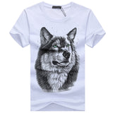 SWENEARO Men's clothing T-Shirt White T shirt Casual Cotton Wolf Printed Cartoon Short Sleeve Tee Shirt Men Brand Tee shirt 5XL