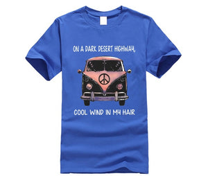 Volkswagen hippie car on the dark desert highway cool wind in my hair T shirt