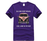 Volkswagen hippie car on the dark desert highway cool wind in my hair T shirt