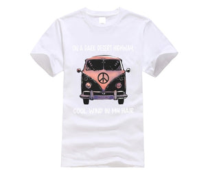 Volkswagen hippie car on the dark desert highway cool wind in my hair T shirt