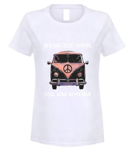 Volkswagen hippie car on the dark desert highway cool wind in my hair T shirt