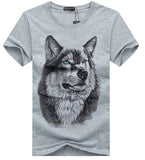 SWENEARO Men's clothing T-Shirt White T shirt Casual Cotton Wolf Printed Cartoon Short Sleeve Tee Shirt Men Brand Tee shirt 5XL