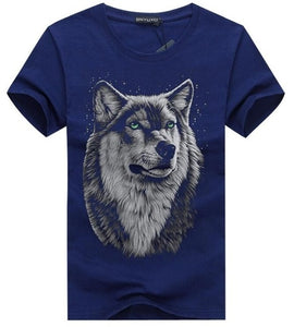 SWENEARO Men's clothing T-Shirt White T shirt Casual Cotton Wolf Printed Cartoon Short Sleeve Tee Shirt Men Brand Tee shirt 5XL