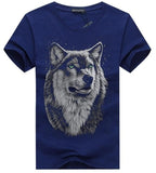 SWENEARO Men's clothing T-Shirt White T shirt Casual Cotton Wolf Printed Cartoon Short Sleeve Tee Shirt Men Brand Tee shirt 5XL